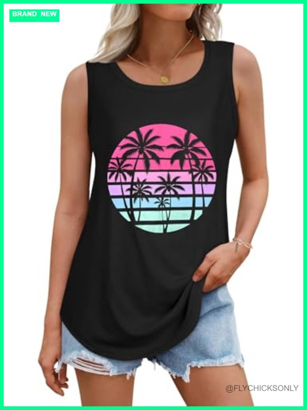 Sleeveless Loose Fit Tank Top Cotton Polyester Blend Casual Summer Tunic Top